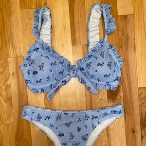 SHEIN Ruffle Blue Floral Bikini Set